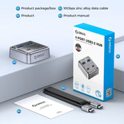 ORICO XHJ2U2C-G2 4-Port Compact Zinc Alloy USB 3.0 HUB Expand Converter(Silver)