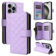 For iPhone 16 Pro Max Crossbody Rhombic Zipper Tower Buckle Leather Phone Case with Lanyard(Purple) - iPhone 16 Pro Max Cases by PMC TechLife | Online Shopping South Africa | PMC TechLife | Buy Now Pay Later Mobicred