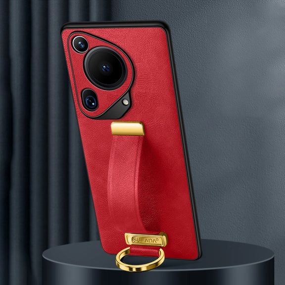 For Huawei Pura 70 Ultra SULADA PC Hybrid Leather Texture Skin Feel Shockproof Phone Case(Red)