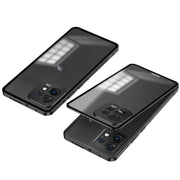 For Motorola Moto X40 Snap Buckle Metal Frame Frosted Phone Case(Black)