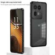 For Motorola Moto X40 Snap Buckle Metal Frame Frosted Phone Case(Blue)