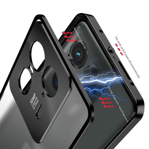 For Motorola Moto X40 Snap Buckle Metal Frame Frosted Phone Case(Blue)