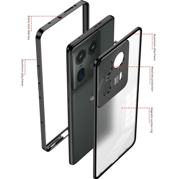 For Motorola Moto X40 Snap Buckle Metal Frame Frosted Phone Case(Blue)
