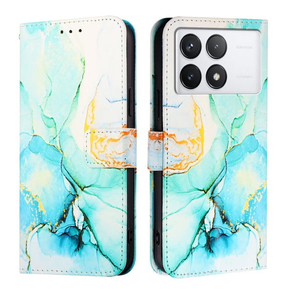 For Xiaomi Redmi K70 / K70 Pro PT003 Marble Pattern Flip Leather Phone Case(Green)
