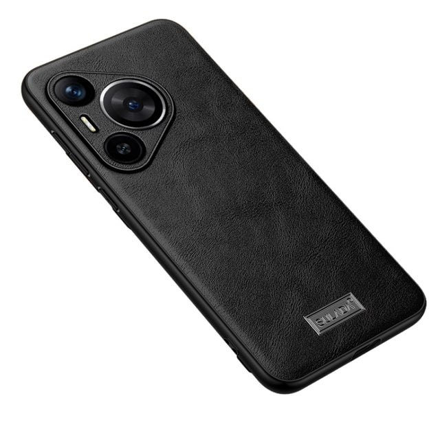 For Huawei Pura 70 SULADA Shockproof TPU Hybrid Handmade Leather Phone Case(Black)