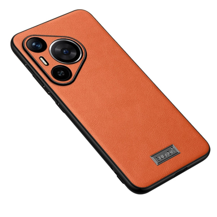 For Huawei Pura 70 SULADA Shockproof TPU Hybrid Handmade Leather Phone Case(Orange) - free shipping - PMC Jewellery - Order now!