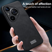 For Huawei Pura 70 Ultra SULADA Shockproof TPU Hybrid Handmade Leather Phone Case(Black)