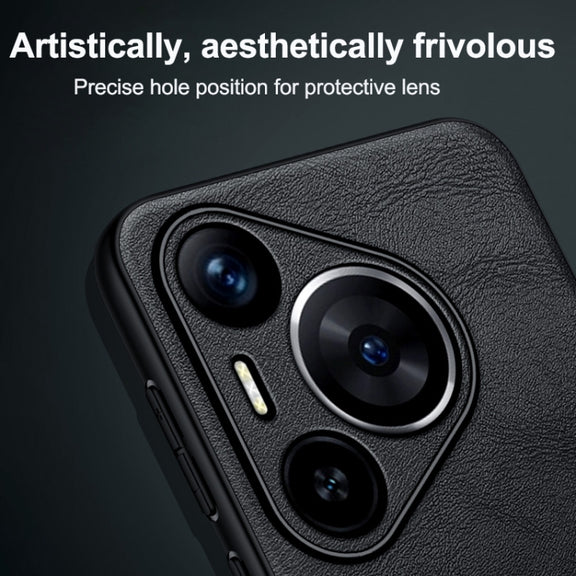For Huawei Pura 70 Ultra SULADA Shockproof TPU Hybrid Handmade Leather Phone Case(Black)