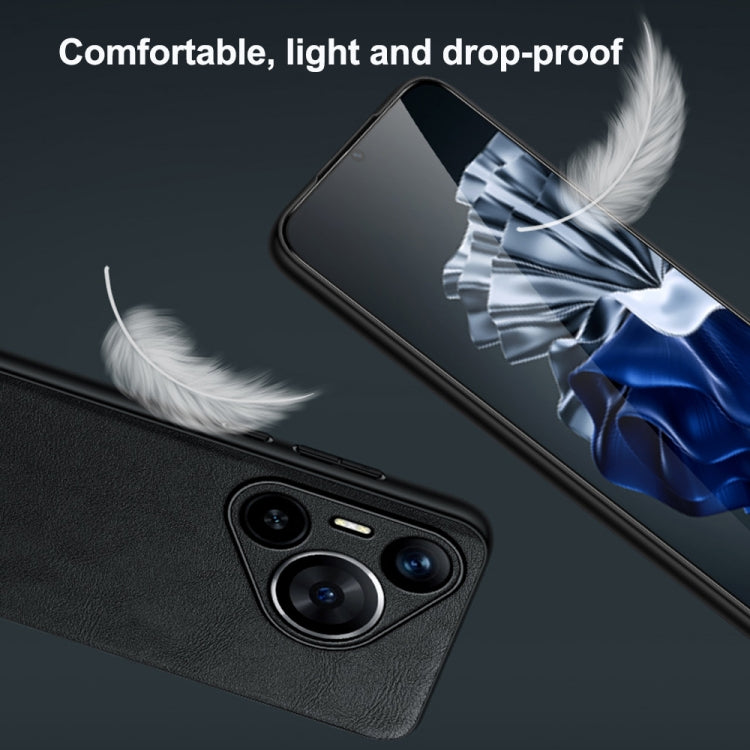 For Huawei Pura 70 Ultra SULADA Shockproof TPU Hybrid Handmade Leather Phone Case(Black)