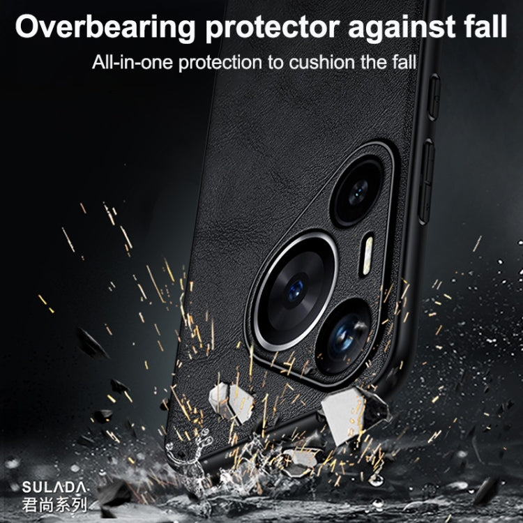 For Huawei Pura 70 Ultra SULADA Shockproof TPU Hybrid Handmade Leather Phone Case(Black)