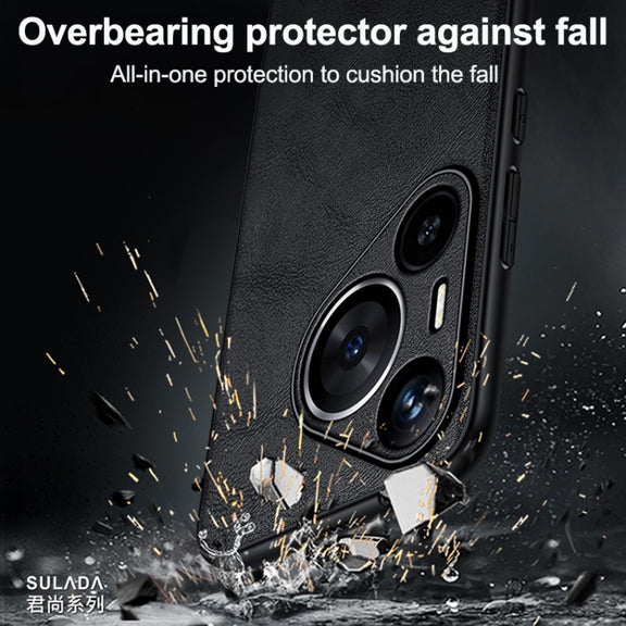 For Huawei Pura 70 SULADA Shockproof TPU Hybrid Handmade Leather Phone Case(Brown)