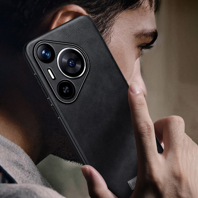 For Huawei Pura 70 Ultra SULADA Shockproof TPU Hybrid Handmade Leather Phone Case(Orange)