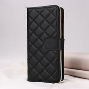 For Samsung Galaxy S24 5G Crossbody Rhombic Zipper Tower Buckle Leather Phone Case with Lanyard(Black)