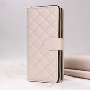 For Samsung Galaxy S24+ 5G Crossbody Rhombic Zipper Tower Buckle Leather Phone Case with Lanyard(Beige)