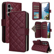 For Samsung Galaxy S24+ 5G Crossbody Rhombic Zipper Tower Buckle Leather Phone Case with Lanyard(Wine Red) - Galaxy S24+ 5G Cases by PMC Jewellery | Online Shopping South Africa | PMC Jewellery | Buy Now Pay Later Mobicred