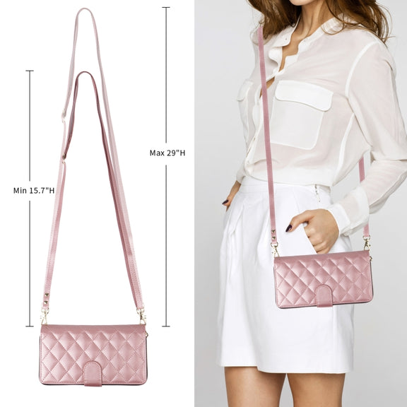 For Samsung Galaxy S24+ 5G Crossbody Rhombic Zipper Tower Buckle Leather Phone Case with Lanyard(Rose Gold)
