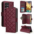For Samsung Galaxy S24 Ultra 5G Crossbody Rhombic Zipper Tower Buckle Leather Phone Case with Lanyard(Wine Red) - Galaxy S24 Ultra 5G Cases by PMC Jewellery | Online Shopping South Africa | PMC Jewellery | Buy Now Pay Later Mobicred