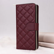 For Samsung Galaxy S24 Ultra 5G Crossbody Rhombic Zipper Tower Buckle Leather Phone Case with Lanyard(Wine Red)