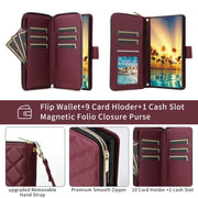 For Samsung Galaxy S24 Ultra 5G Crossbody Rhombic Zipper Tower Buckle Leather Phone Case with Lanyard(Wine Red)