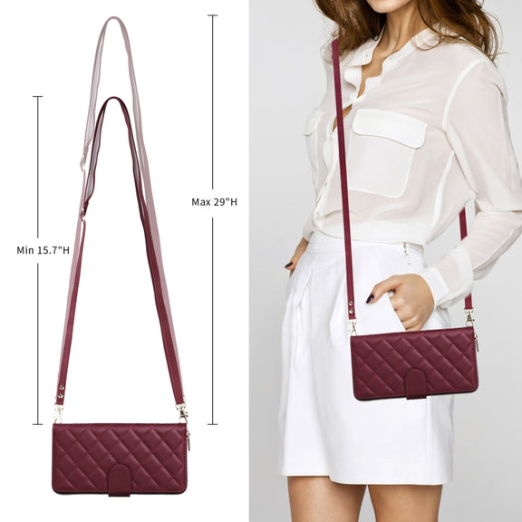 For Samsung Galaxy S24 Ultra 5G Crossbody Rhombic Zipper Tower Buckle Leather Phone Case with Lanyard(Wine Red)