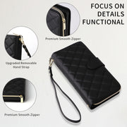 For Samsung Galaxy S24 Ultra 5G Crossbody Rhombic Zipper Tower Buckle Leather Phone Case with Lanyard(Black)