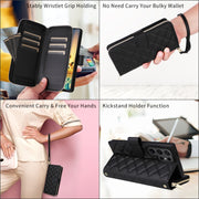 For Samsung Galaxy S24 Ultra 5G Crossbody Rhombic Zipper Tower Buckle Leather Phone Case with Lanyard(Black)
