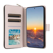 For Samsung Galaxy S24 FE 5G Crossbody Rhombic Zipper Tower Buckle Leather Phone Case with Lanyard(Beige)