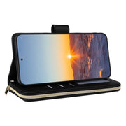 For Samsung Galaxy S24 FE 5G Crossbody Rhombic Zipper Tower Buckle Leather Phone Case with Lanyard(Black)