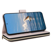 For Samsung Galaxy S25 5G Crossbody Rhombic Zipper Tower Buckle Leather Phone Case with Lanyard(Beige)