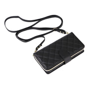 For Samsung Galaxy S25 5G Crossbody Rhombic Zipper Tower Buckle Leather Phone Case with Lanyard(Black)