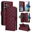 For Samsung Galaxy S25+ 5G Crossbody Rhombic Zipper Tower Buckle Leather Phone Case with Lanyard(Wine Red) - Galaxy S25+ 5G Cases by PMC Jewellery | Online Shopping South Africa | PMC Jewellery | Buy Now Pay Later Mobicred