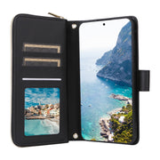 For Samsung Galaxy S25+ 5G Crossbody Rhombic Zipper Tower Buckle Leather Phone Case with Lanyard(Black)