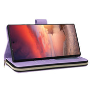 For Samsung Galaxy S25 Ultra 5G Crossbody Rhombic Zipper Tower Buckle Leather Phone Case with Lanyard(Purple)