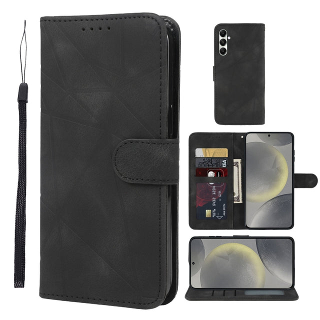 For Samsung Galaxy S24+ / S25+ 5G Skin Feel Geometric Lines Leather Phone Case(Black)