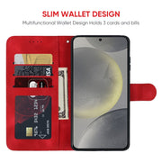For Samsung Galaxy S24+ / S25+ 5G Skin Feel Geometric Lines Leather Phone Case(Red)