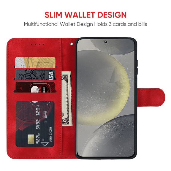 For Samsung Galaxy S24+ / S25+ 5G Skin Feel Geometric Lines Leather Phone Case(Red)