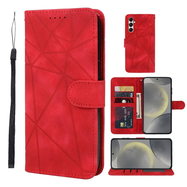 For Samsung Galaxy S24+ / S25+ 5G Skin Feel Geometric Lines Leather Phone Case(Red)