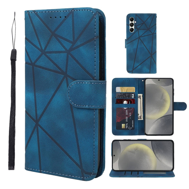 For Samsung Galaxy S24+ / S25+ 5G Skin Feel Geometric Lines Leather Phone Case(Blue)