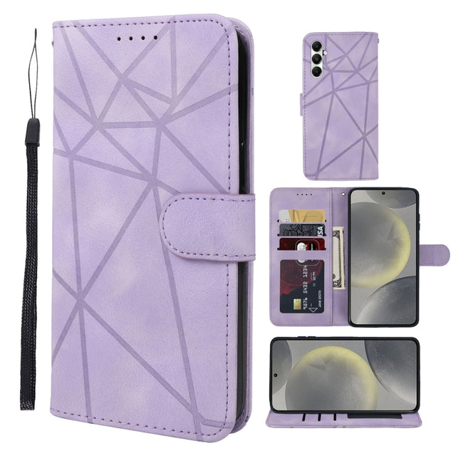 For Samsung Galaxy S24+ / S25+ 5G Skin Feel Geometric Lines Leather Phone Case(Purple)