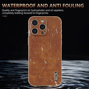 For iPhone 16 Pro Max AZNS Electroplated Frame Crocodile Texture Full Coverage Phone Case(Blue)