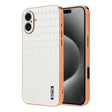 For iPhone 16 Plus AZNS Electroplated Frame Crocodile Texture Full Coverage Phone Case(White) - iPhone 16 Plus Cases by AZNS | Online Shopping South Africa | PMC TechLife | Buy Now Pay Later Mobicred