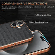 For iPhone 16 Plus AZNS Electroplated Frame Crocodile Texture Full Coverage Phone Case(White)