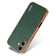 For iPhone 16 AZNS Electroplated Frame Crocodile Texture Full Coverage Phone Case(Green)