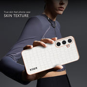 For Samsung Galaxy S24+ 5G AZNS Electroplated Frame Crocodile Texture Full Coverage Phone Case(Blue)