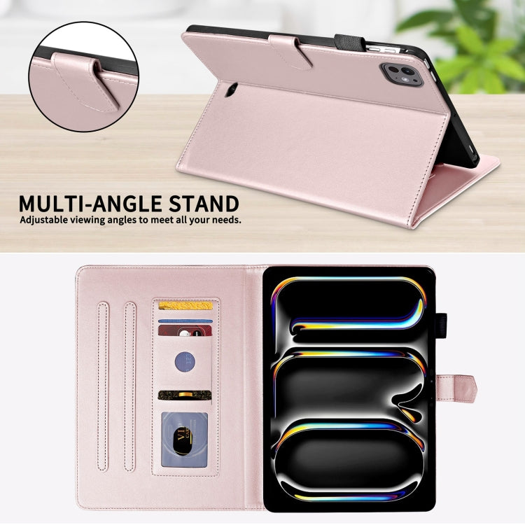 For iPad Pro 13 2024 Rhombus Lattice Leather Smart Tablet Case(Rose Gold) - iPad Pro 13 2024 Cases by PMC TechLife | Online Shopping South Africa | PMC TechLife | Buy Now Pay Later Mobicred