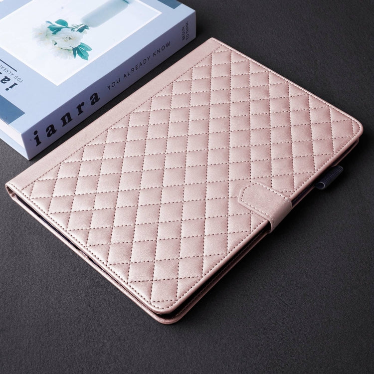 For iPad Pro 11 2024 Rhombus Lattice Leather Smart Tablet Case(Rose Gold) - iPad Pro 11 2024 Cases by PMC TechLife | Online Shopping South Africa | PMC TechLife | Buy Now Pay Later Mobicred