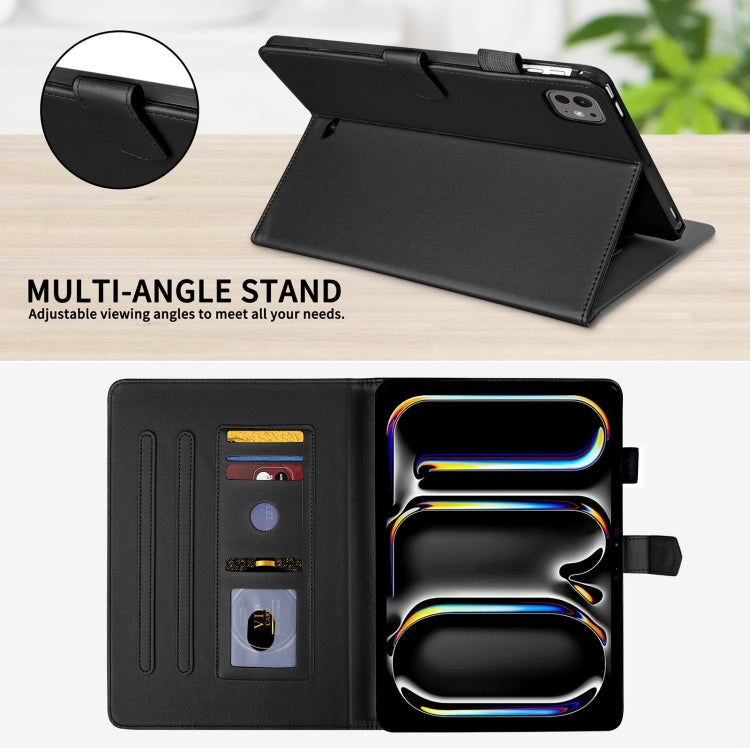 For iPad Pro 11 2024 Rhombus Lattice Leather Smart Tablet Case(Black) - iPad Pro 11 2024 Cases by PMC TechLife | Online Shopping South Africa | PMC TechLife | Buy Now Pay Later Mobicred