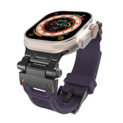 For Apple Watch SE 2023 44mm Stainless Steel Connector TPU Watch Band(Black Purple)