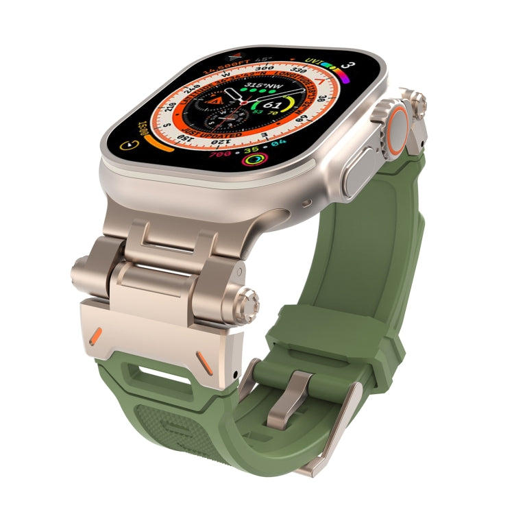 For Apple Watch Ultra 2 49mm Stainless Steel Connector TPU Watch Band(Titanium Green) - free shipping - PMC TechLife - Order now!