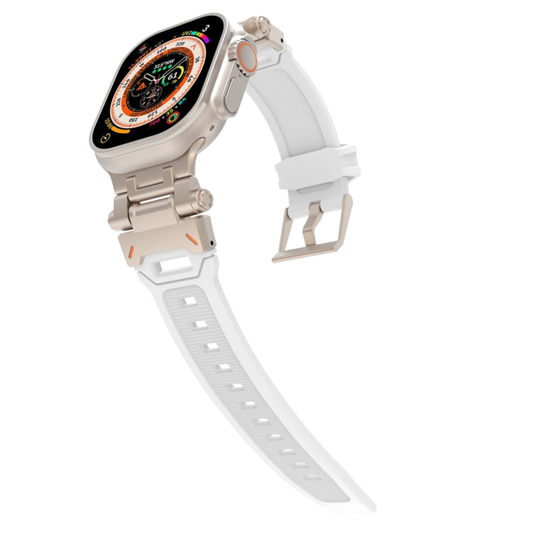 For Apple Watch Series 9 45mm Stainless Steel Connector TPU Watch Band(Titanium White) - free shipping - PMC TechLife - Order now!